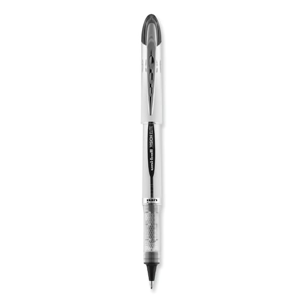 VISION ELITE Stick Roller Ball Pen, Bold 0.8mm, Blk Ink,Wht/Blk Barrel